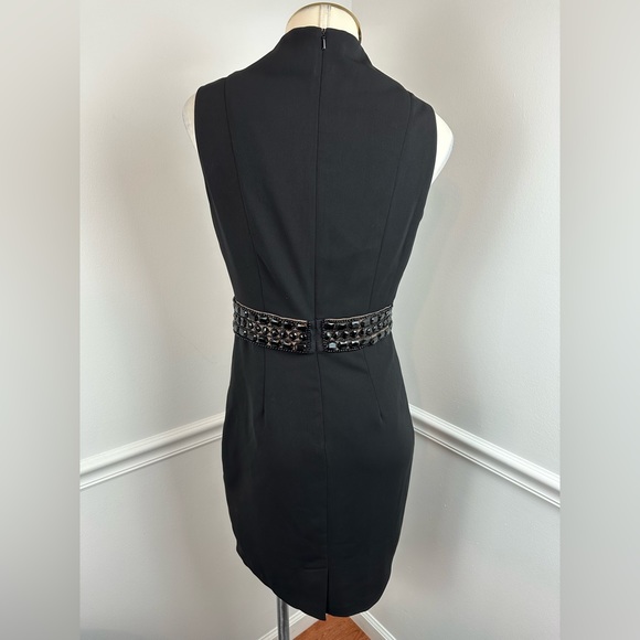 DONNA RICCO Sleeveless Black Dress Embellished Waist | Size 4 - Picture 5 of 12